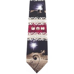 Eagles Wings Men’s Christmas Themed Necktie Silk Nativity